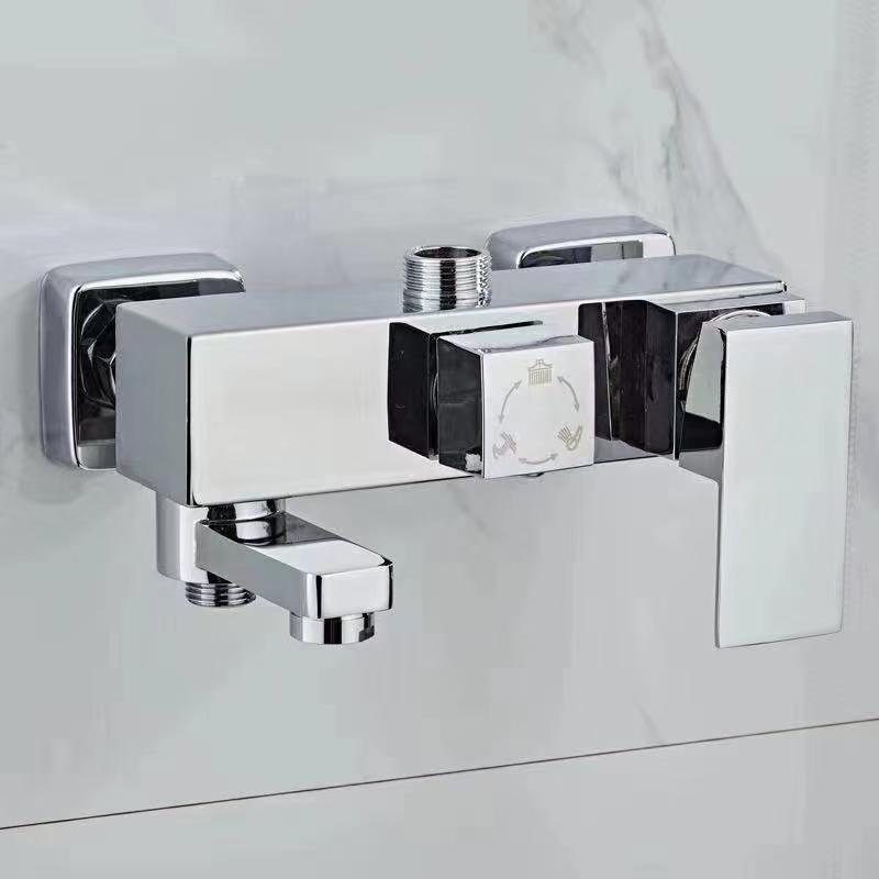 Black and Chrome Bathroom Mixer Bath Tub Copper Mixing Control Valve Wall Mounted Shower Faucet Concealed Faucet