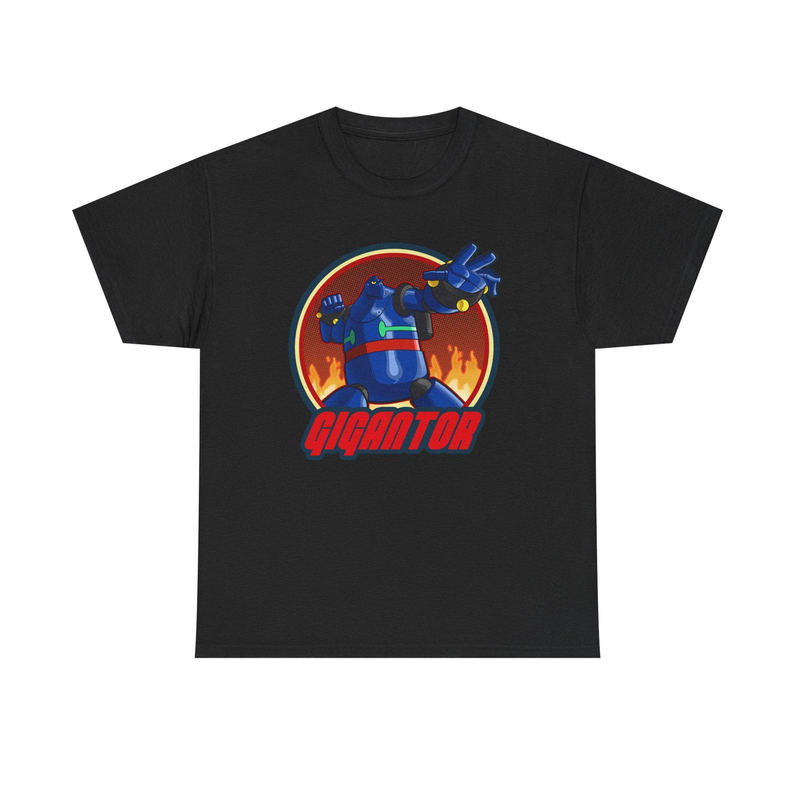 Gigantor Japanese Cartoon Logo Black White Blue Tee T-Shirt Size S to 5XL M