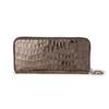 Barcos Shining Leather Long Wallet for Women, Crocodile Embossed, with Card Case, 12 Card Pockets, Bill Compartment, Coin Purse, Wide Round Zipper,