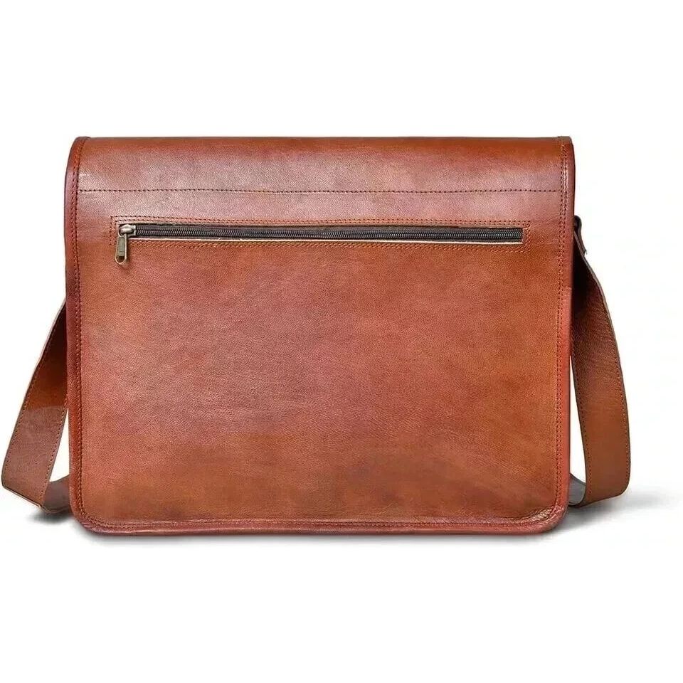 Tasche Leder Echt Herren Vintage Reise Schulter Laptop Herren Braun Messenger Neu