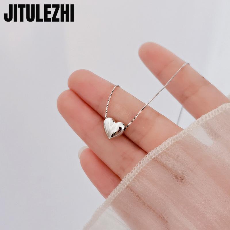 

925 Silver Necklace Pendant For Women Jewelry Love Necklace Design Luxury And Gentle Heart Shaped Collar Chain белый
