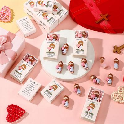 Jesus liebt dich Streichholzschachtel Dekoration Streichholzschachtel mit haltendem Liebesherz Mini-Jesus-Figur innen Valentinstag Ostern Religiöses Ornament Geschenk