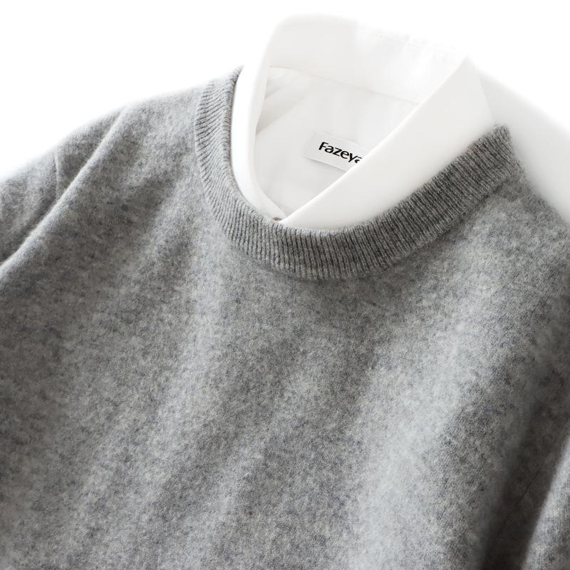 Men's Pure Wool Loose Fit Sweater: Casual & Formal Round Neck for Autumn/Winter