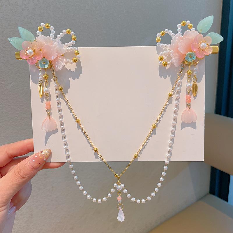 Chinese Style Hanfu Hairpin Set for Girls - Includes Hair Clips, Swaying Tassels, and Butterfly Accessories