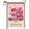 Charming Double-Sided Valentine's Day Garden Flag - , Pink Truck & Red Heart Design, Durable Polyester, Perfect for Outdoor Decor, Anniversary & Weddi