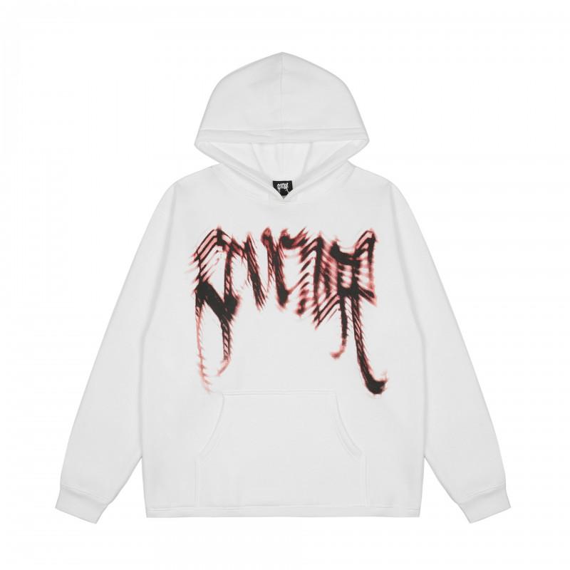 Mens Oversized Hoodie With Embroidered Skull Spine Design Streetwear Casual Pullover Cotton Blend Loose Fit