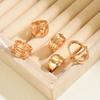 Modern Retro Metal Ring Stack For Women Featuring Geometric Lines For Daily Wear