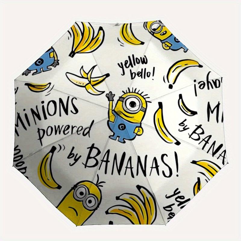 1pc Minions Bananas Self-Folding Umbrella, 8-Bone Compact Travel Umbrella, Durable Plastic And Iron Frame087