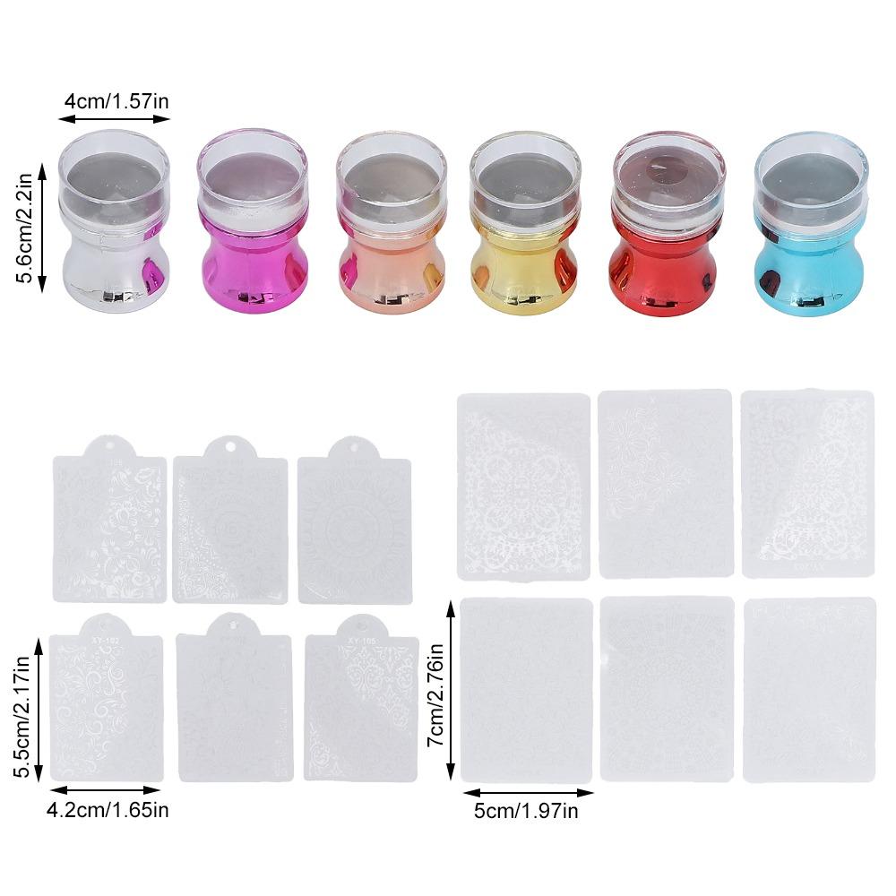 6pcs 6 Colors Nail Art Stamper Transparent Clear Jelly Stamper Clear Stamping Tool Set DIY Nail Art