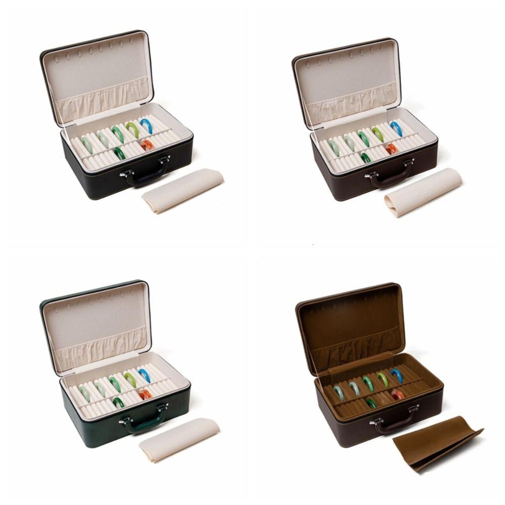PU Leather Bracelet Display Box Rings Necklace Bracelet Carrying Case  Travel Use