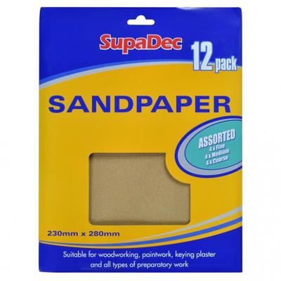 General Purpose Sandpaper - Mixed (Pack Of 12)