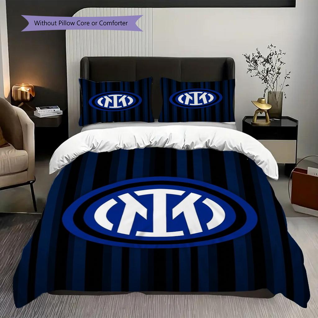 Biancheria da letto con sfondo stemma Inter Milan (1 * copripiumino + 2 * federa, senza nucleo) Set biancheria da letto Copripiumino e federa Regalo di Natale compleanno