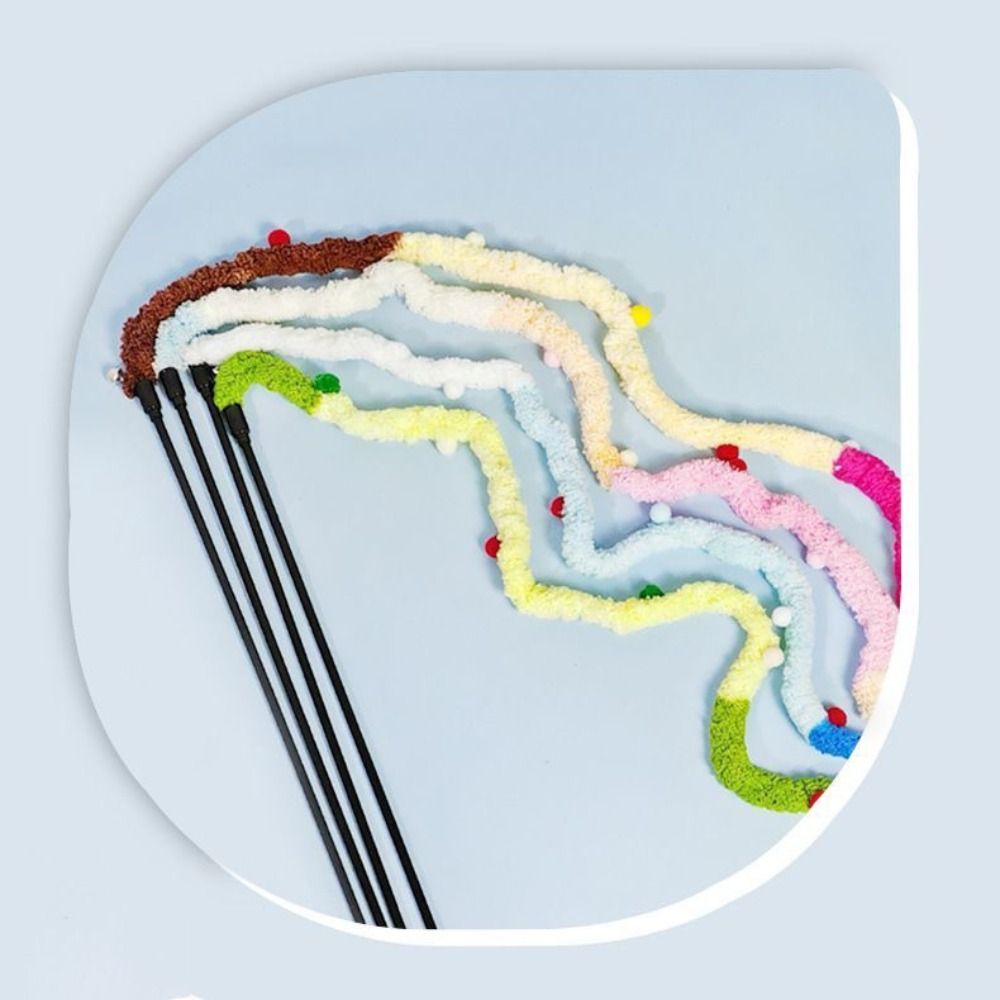 Bunte Katzenangel Plüsch Interaktives Spielzeug Raupe Haustierbedarf Outdoor-Spaß