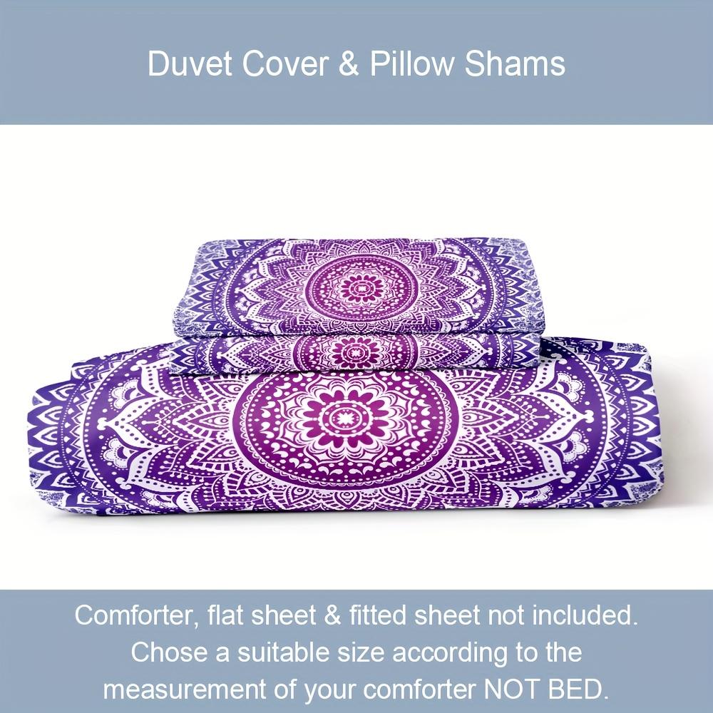 3pcs Duvet Cover Set, Purple Mandala Duvet Cover for Twin/Full/Queen/King Christmas Gift for Bes Friends Amazing Bedding Set