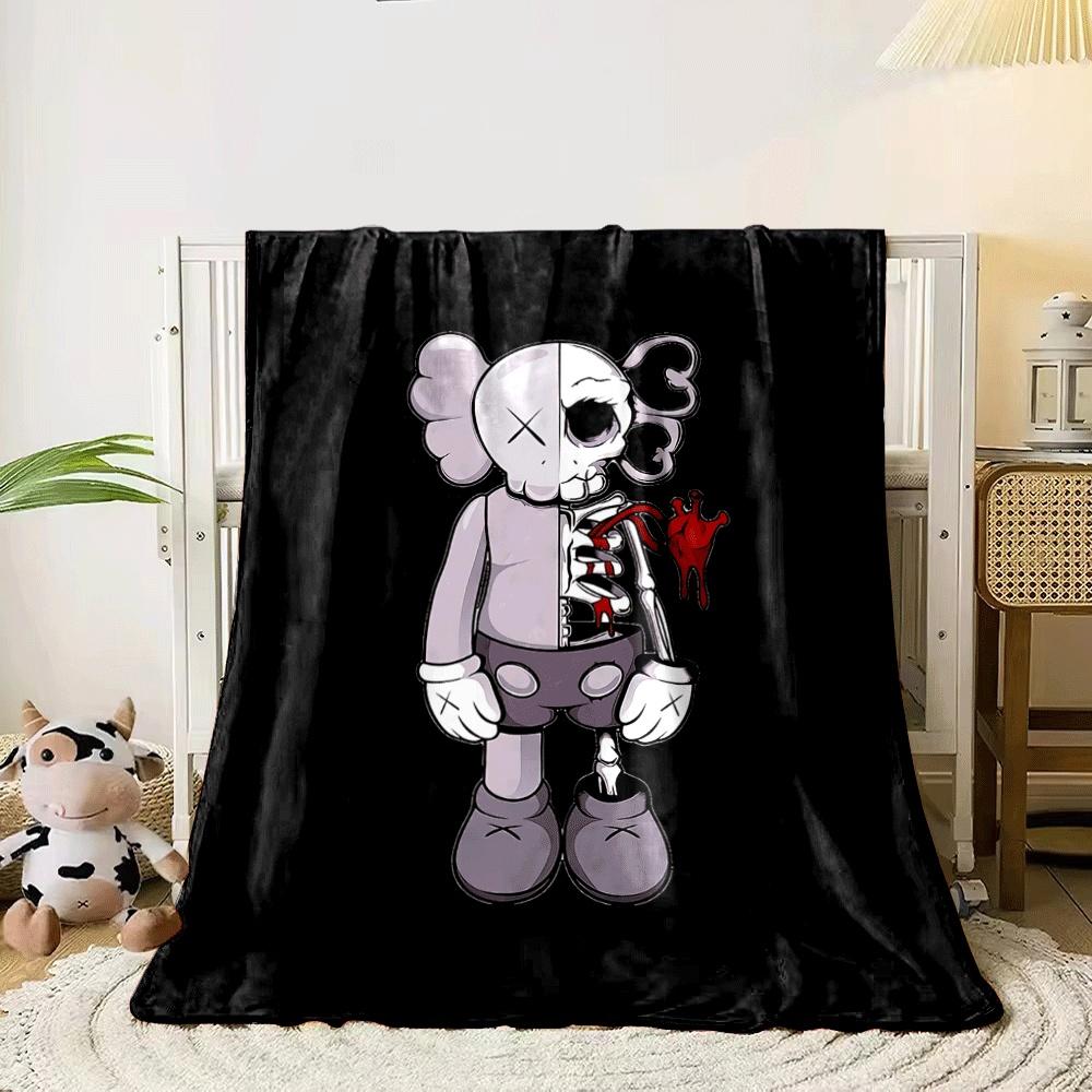 A cartoon figure split, showing half exterior and half anatomical interior. for all seasons blanket lunch break throw gift 80cm x 120cm