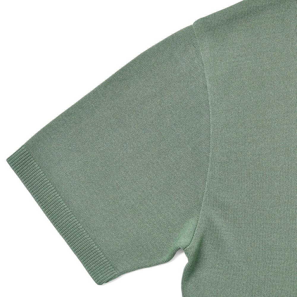 VERNO Linen Like Button Polo Knit See Green