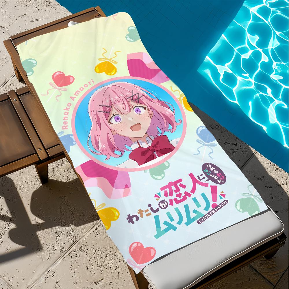 W-watanare Renako anime Amaori Ajisai Sena Towel Beach Quick Dry Soft Pool Towels Gift for Travel Gym Shower Camping sports