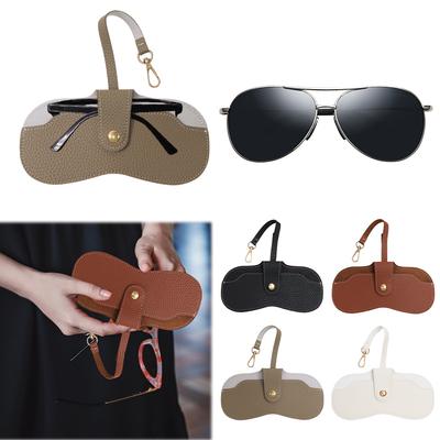 Einfache Brillenaufbewahrungstasche aus PU-Leder, einfarbige Brillen-Schutzhülle, Litschi-Muster, weiche Sonnenbrillen-Tasche als Geschenk für einen Freund