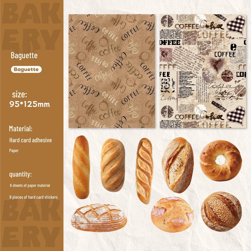 RetroStory Bakery Stickers: Realistic Food Themed Journal Decoration Pack