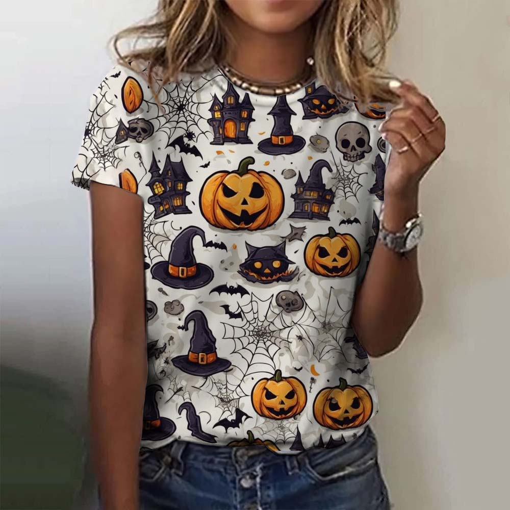 Women's T-Shirt Cute Pumpkin Head 3D Printed Oversized T-Shirt Summer New Y2k Fashion Women Clothing Female Tops Tees
