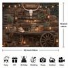 2D Vintage Cowboy Longhorn Skull Western Party Backdrop