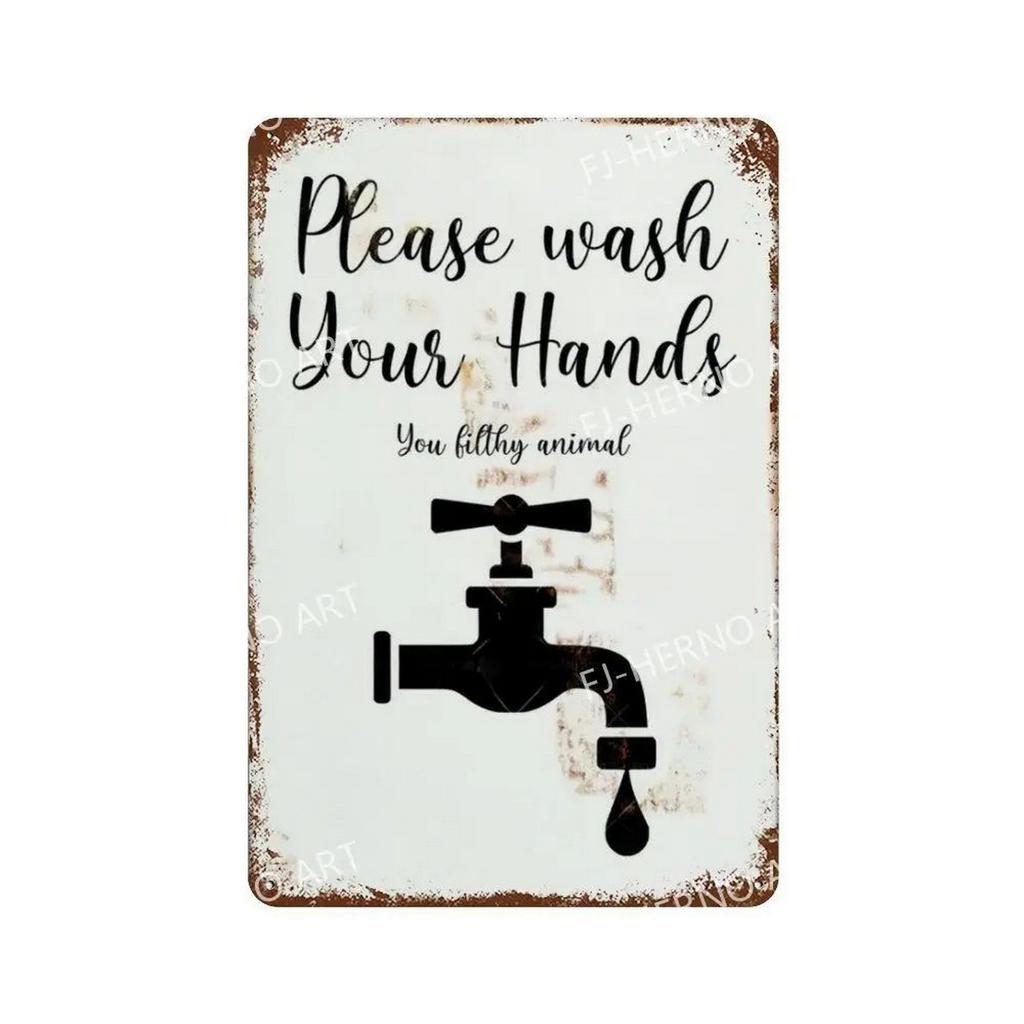 HD Tin Sign Funny Bathroom Humor Vintage Metal Wall Art Retro Toilet Decor Set