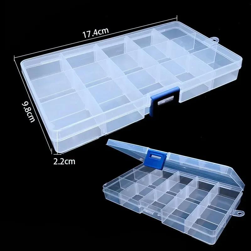 Transparent Plastic Storage Jewelry Box Plastic Compartment Adjustable Container Storage Boxes Beads Ring Earring Organizer Case
