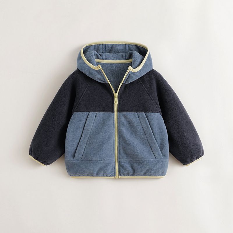 [Same Style as in Shopping Malls] Mark Jenny Boys and Girls Color-Blocked Thickened Fleece Jacket 2025 Spring and Autumn Top 241131 Phantom Blue 150