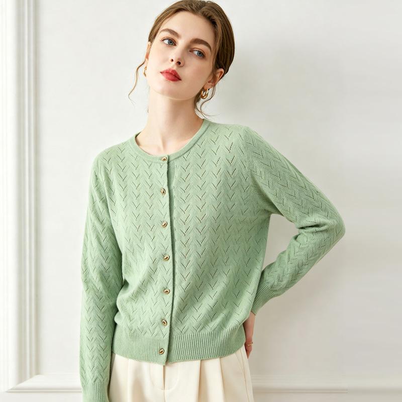 Lekasha 100% Pure Cashmere Women's Cable Knit Cardigan Sweater - Loose Fit for Autumn/Winter.