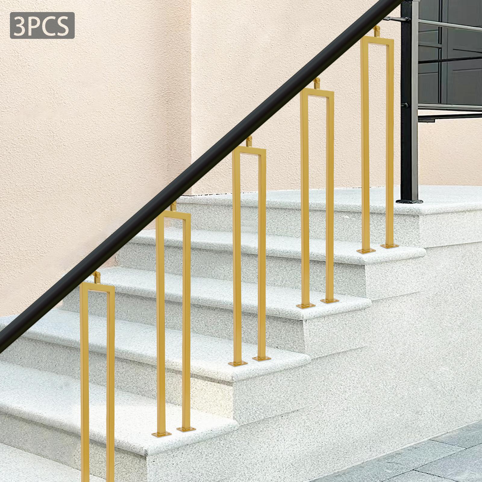 3-Pack 91.5cm U-Shape Stair Balusters, Gold Metal Stair Railing Spindles, Interior Staircase Decor, Modern Handrail Supports золотой