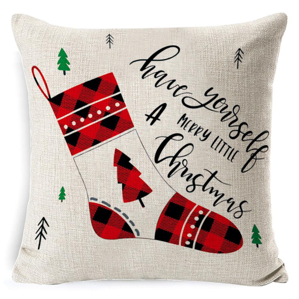 Christmas Linen Pillow Case Home Nap Lumbar Cushion Pillow Sofa Bedside Cushion Pillow Case