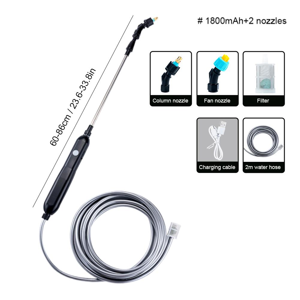 Electric Plant Sprayer Garden Sprayer with 2/4/6M Hose 2/4 nozzles Portable Battery Powered Watering Wand Yard Lawn Weeds Plants