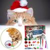 Pet Toy Advent Calendar 24-Day Christmas Countdown Calendar Cat or Dog Toy Set Safe Interactive Chew Toys Balls Collars