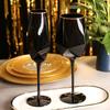 1 Piece Hot Selling Pure Black Crystal Gold Edged Glass Red Wine Glass Goblet Minimalist Temperament Wine Glass Bar Table Cup