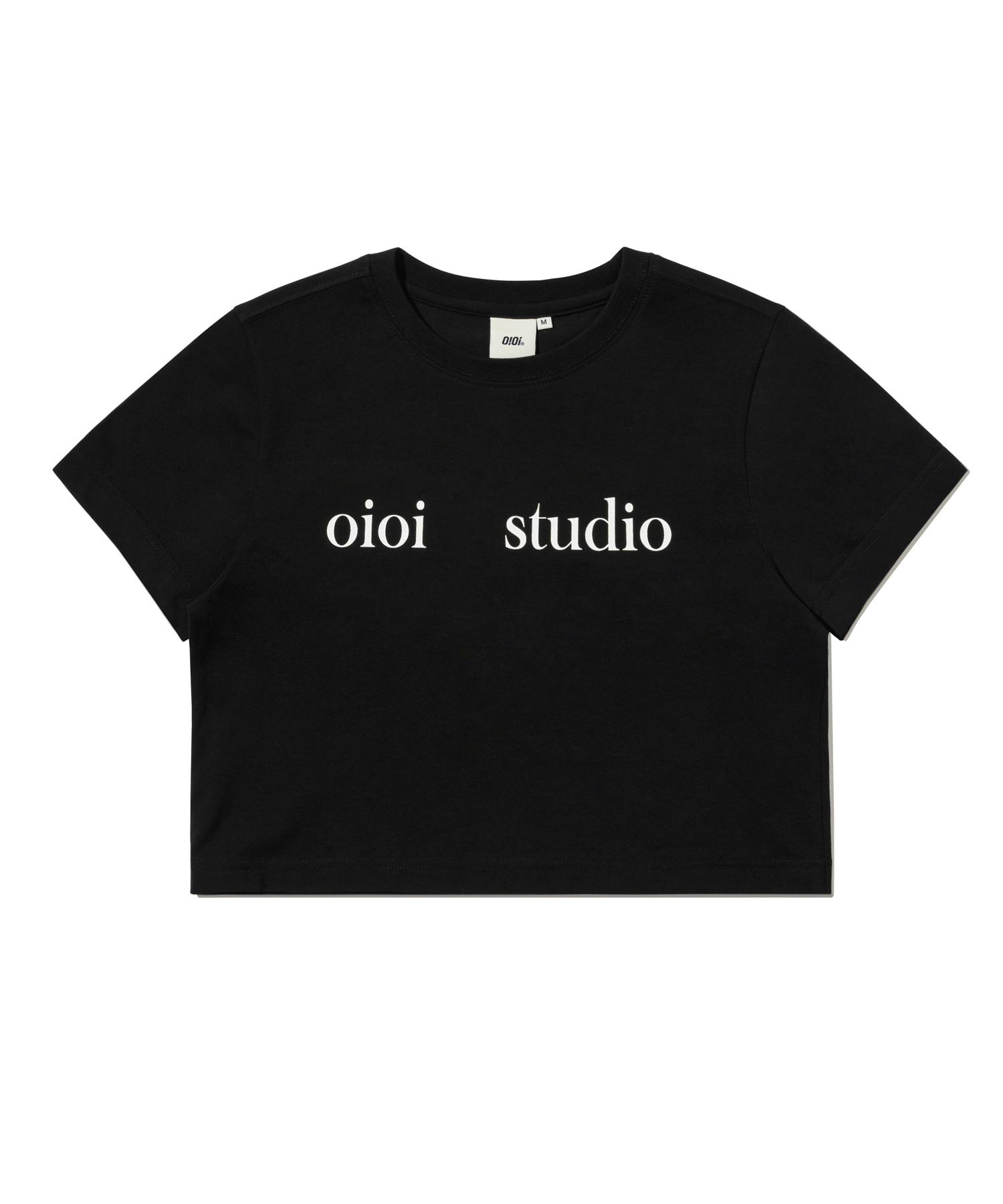Oioi Collection Layered Logo Crop T-Shirt_Black S