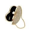 Luxury Diamond Inlay Heart Shape Crystal Clutch Purse Stones Evening Wedding Party Shoulder Bag Handle Rhinestone Mini Handbags