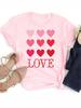 Love Heart Print Women T Shirt Summer Funny Short Sleeves O Neck  Tops Tee Female 90s Casual Fashion Clothing