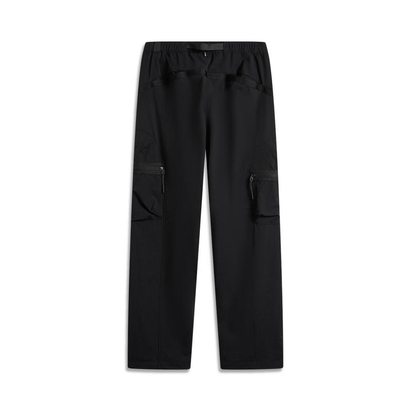 Li-Ning Solid Color Mid-Rise Versatile Breathable Straight Leg Casual Pants Men bottoms Black AKXU651-4