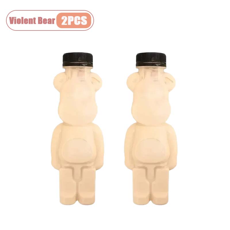 500ml Portable Cartoon Bear Transparent Bottles Cute Reusable Drink Containers for Bubble Tea Juice Milkshake Party Supplies