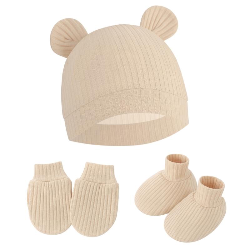 No Scratch Mittens Socks Nursery Hat Baby Mittens Cotton Gloves Hat Footwear Breathable Gloves for Boys Girls