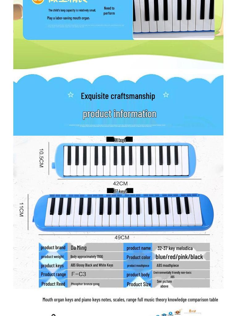 מפוחית 37 קלידים Meodica: פהאור למתחילים לילדים ומבוגרים