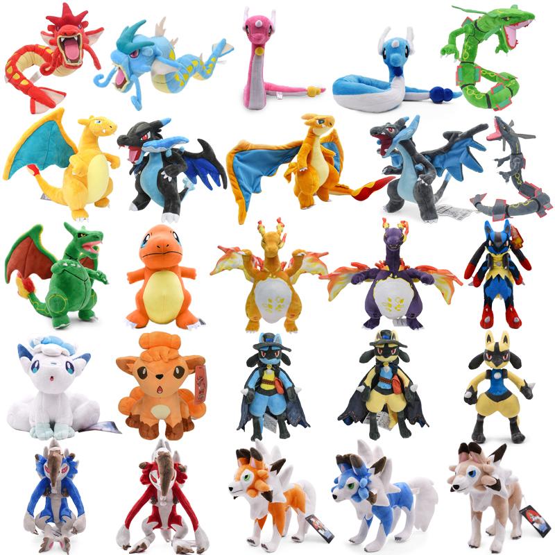25 Styles Plush Toys Shiny Dragonair Rayquaza Gyarados Charizard Charmander Lycanroc Vulpix Lucario Stuffed Peluche Doll