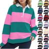 Women's Stylish Casual Loose Fit Long Sleeve Pullover Sweatshirt with Zipper and Collar
