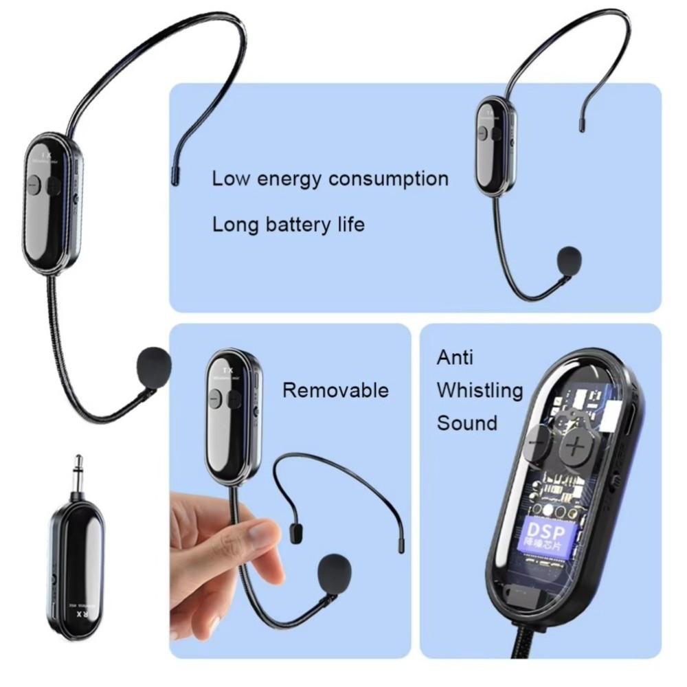 Long Range Headset Microphone 2 in 1 Microphone System Mic Wireless Microphone  Meeting