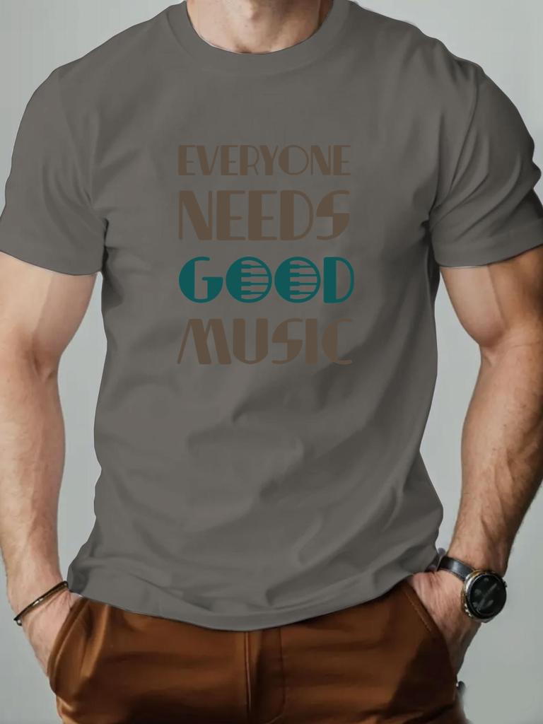 Mens cotton Tshirt everyone needs good music summer round neck short sleeve graphic breathable fashion casual Tshirt