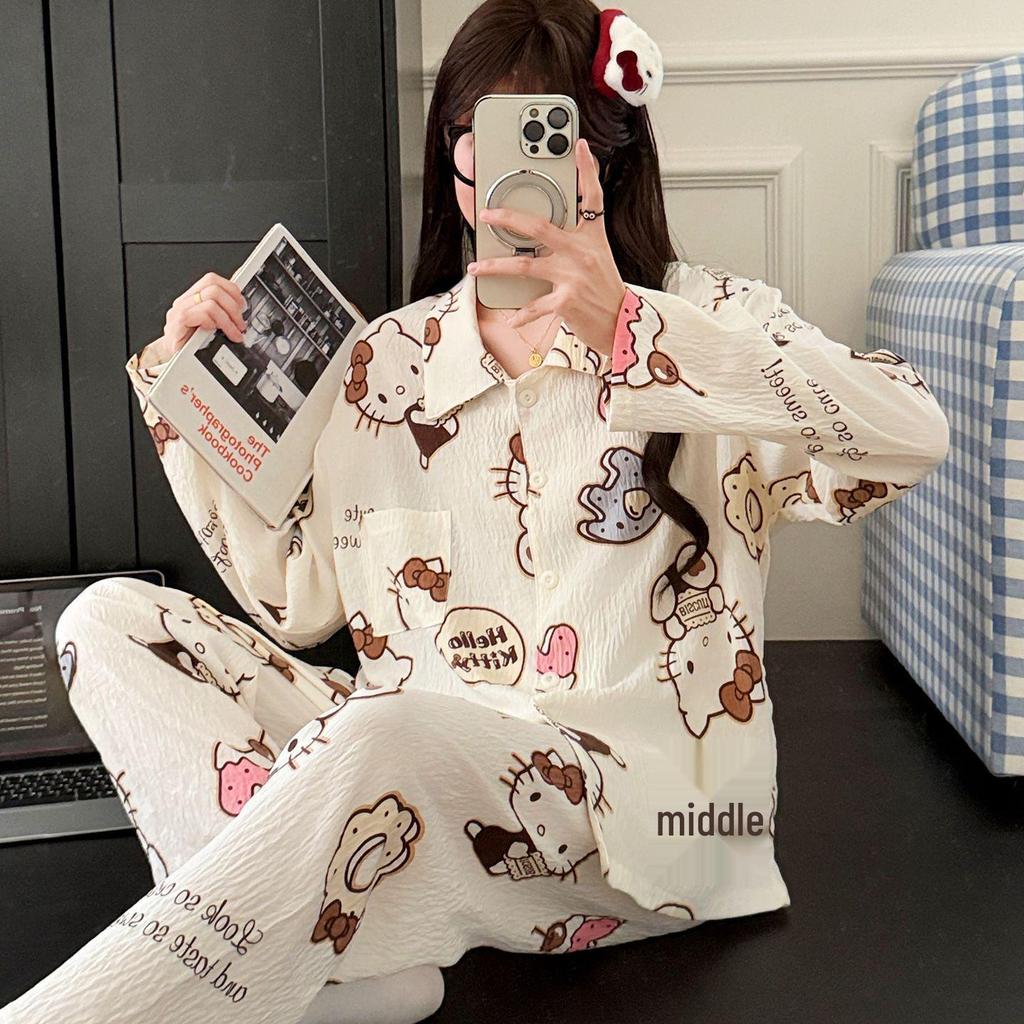 Set Pijama Drăguț de Desene Animate pentru Femei 2025 - Cardigan de Primăvară/Toamnă cu Mâneci Lungi și Pantaloni