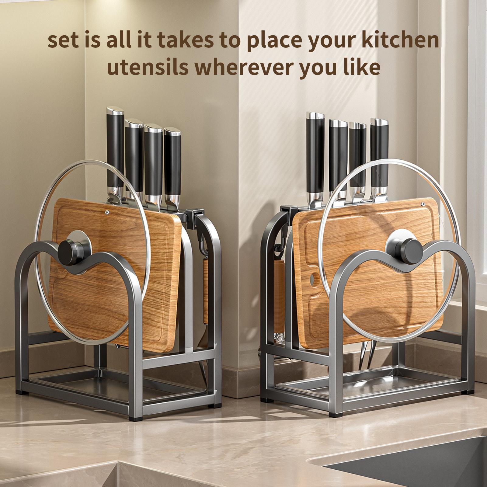 Carbon Steel Pot Lid Storage Rack Multifunction Cutting Board Kitchen Placement Rack Pot Utensils For Household Kitchen Rack CN