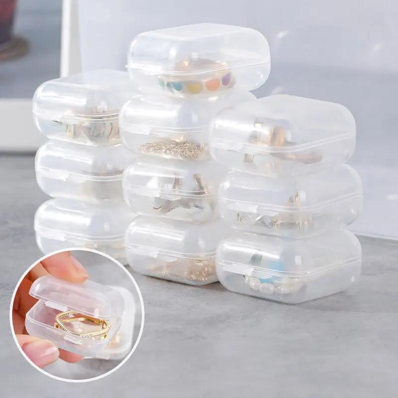 40/100pcs/set Mini Clear Plastic Storage Box Jewelry Storage Case Transparent Storage Organizer Multifunctional Portable Storage