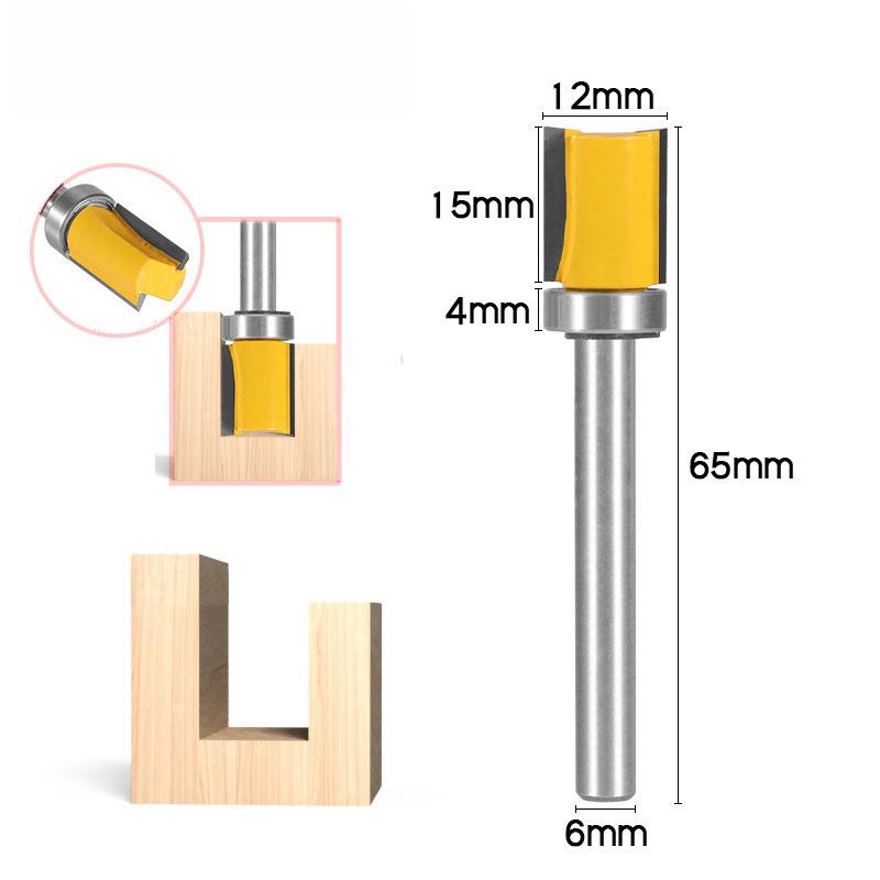 6-Pattern Guide Trim Router Bit with Bearing for Woodworking
