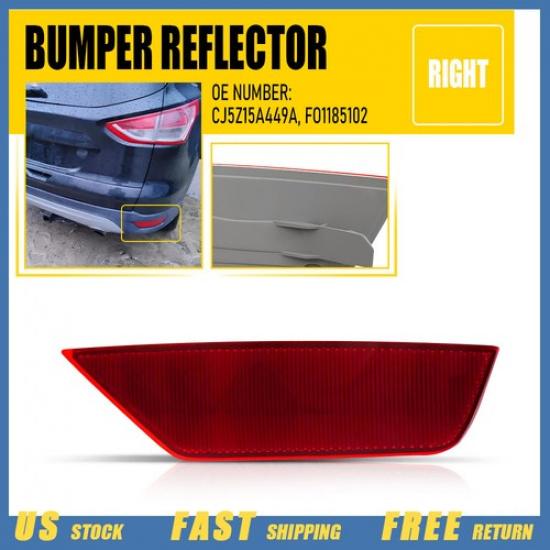Right Rear Side Reflector Bumper Light Lamp For 2013- Ford Escape Red Lens V
